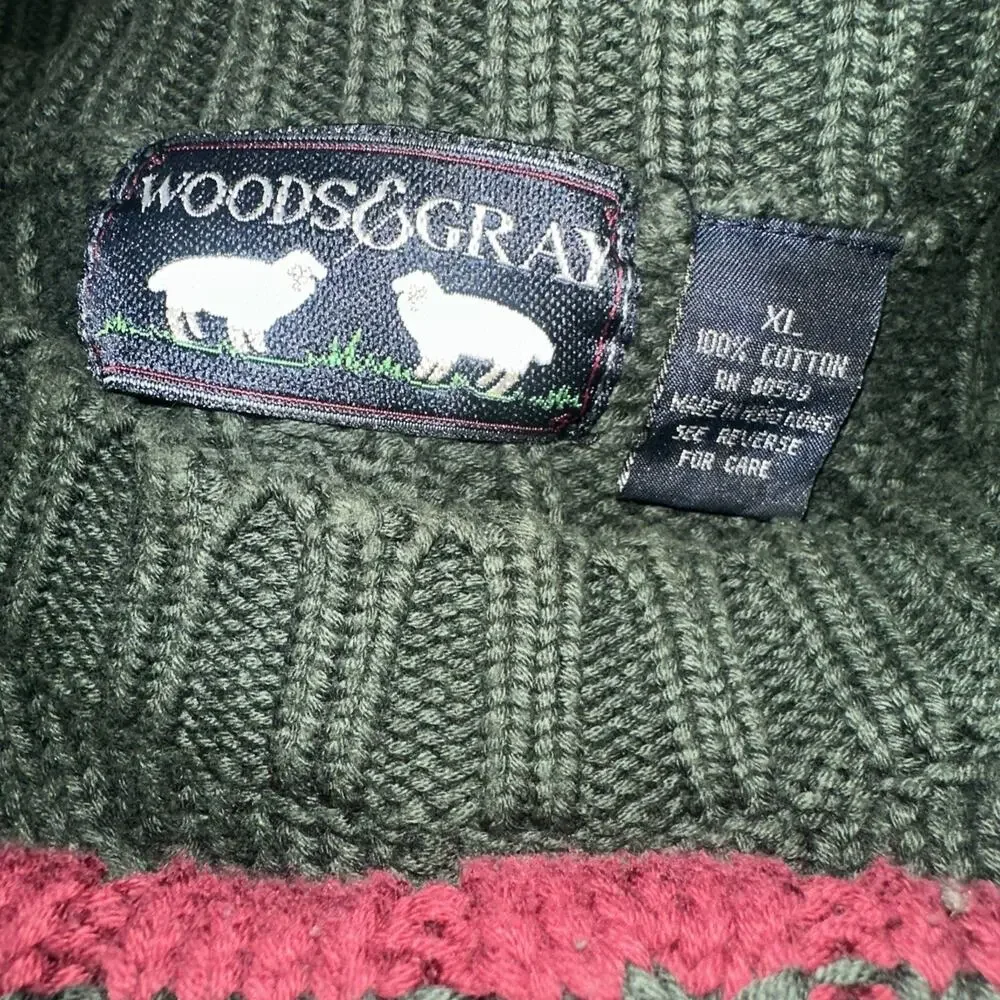 Woods & Gray Vintage Men’s Crew Neck Knit Pullover 100% Cotton‎ Size XL